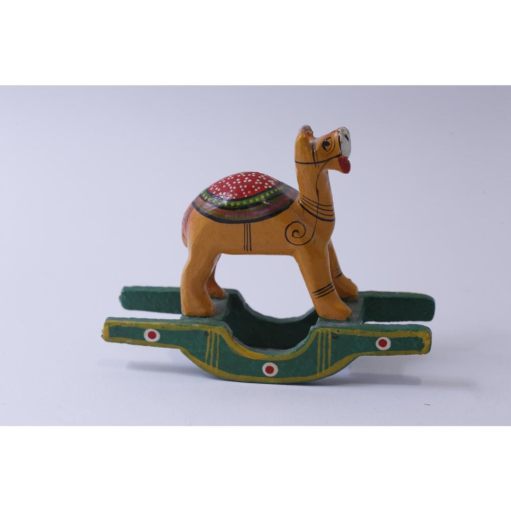 Vintage Wooden Rocking Camel, Figurine, Wooden Sculpture, Hand Carved, Painted